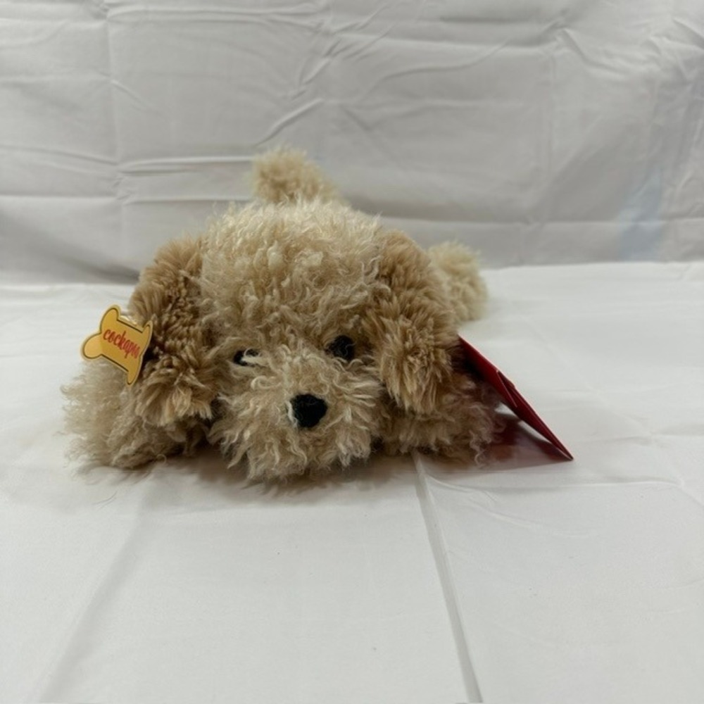FAO Schwarz Mix Pups Tan Cockapoo 13in Laying Plush Puppy Dog Adopt A Pets NWT